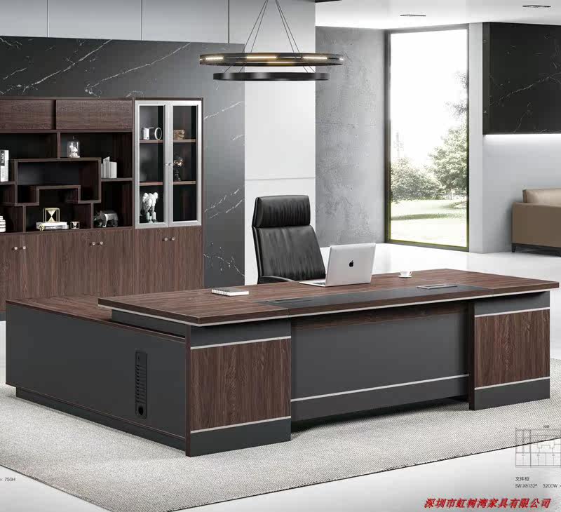 Foshan boss table File cabinet walnut table office president office furniture combination head table