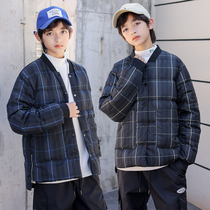 Boys Plaid Down Jacket 2021 CUHK childrens extra thick warm liner baseball jacket jacket down top