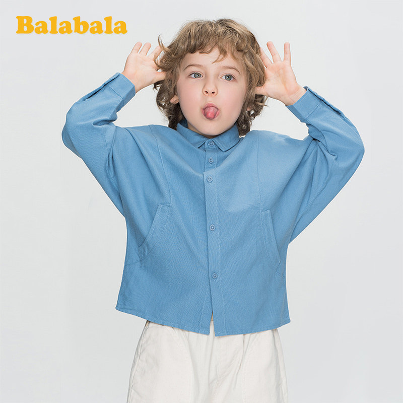Ballabala boys shirts children blouses baby spring clothing 2020 new children's clothing casual 100 hitch-lined clots