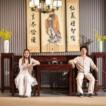 Rural Hall furniture Zhongtang six sets of elm wood solid wood eight fairy table Chinese antique Ming and Qing rules for table combination