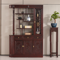 New Chinese style solid wood porch cabinet into the entrance hall wine cabinet partition screen Cabinet light luxury art style pineapple tree