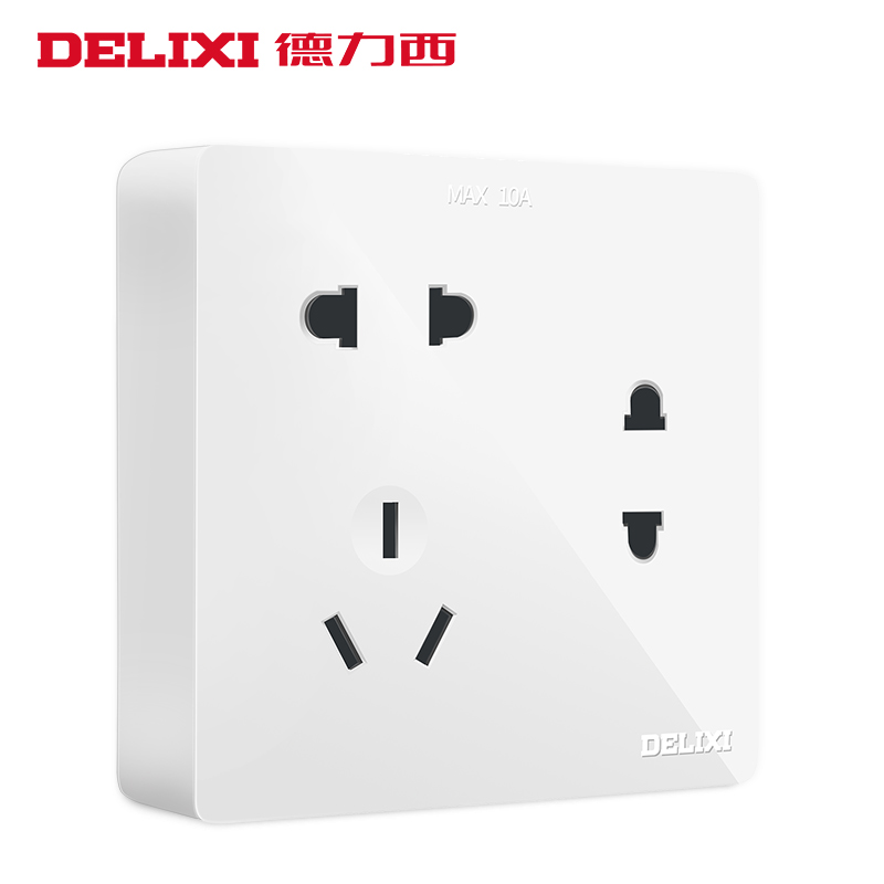 Delixi Ming-mounted socket 7-hole socket seven-hole two-two-three plug-in box wall power switch panel 10A