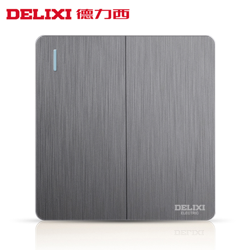 Delixi 86 type wall household wall 2 two open double cut double switch double switch panel concealed brushed gray