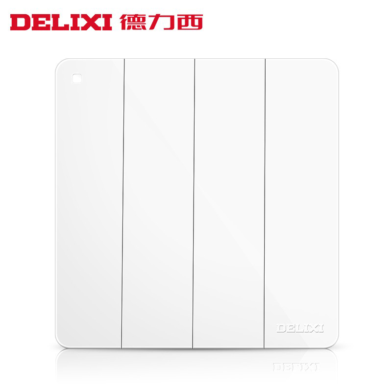 Delixi wall household power light four-on double-cut switch 86 type 4 four-position quadruple switch panel concealed installation