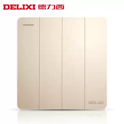 Deli west wall wall household electric lamp four-open double-cut switch 86 type 4 four-position four-link switch panel concealed gold