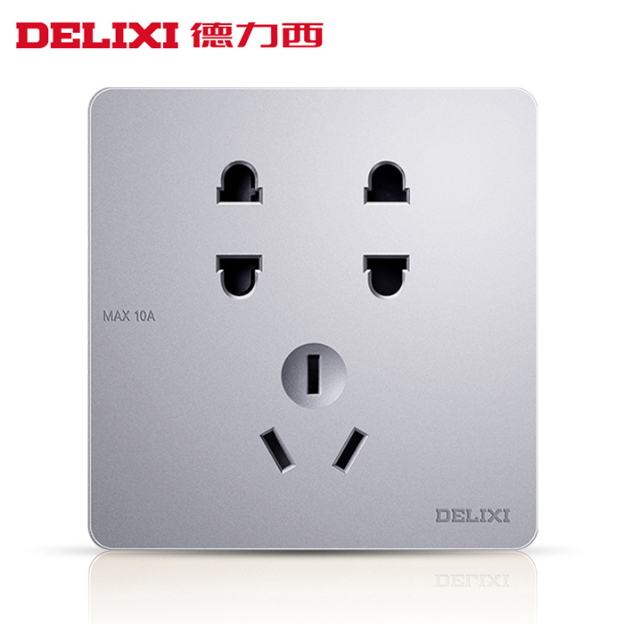 Deli West Silver 7 Holes Seven Holes Socket Panel Porous Home Wall Type 86 Multifunction Wall Inserts Grey Concealed