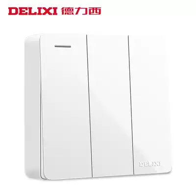 Delixi surface mounted wall switch Three-open single control switch 3-open single control panel 86 type open wire box 3-position switch