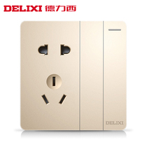 Delixi with switch socket panel household wall gold 2 two-open five-hole double control two-open double-open 5-hole concealed