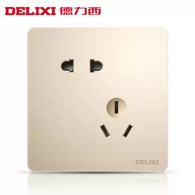 Delixi home improvement switch socket panel household gold champagne color 5 five-hole switch seat Champagne Gold Delixi 821