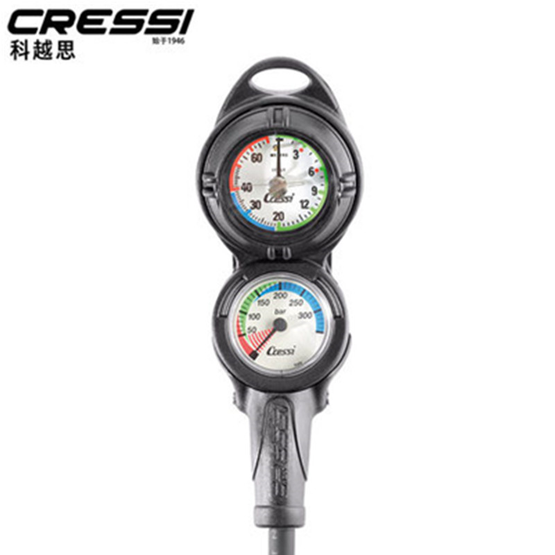 Italian CRESSI 2 DEPTH diving depth gauge residual pressure gauge pressure gauge double table deep diving lung