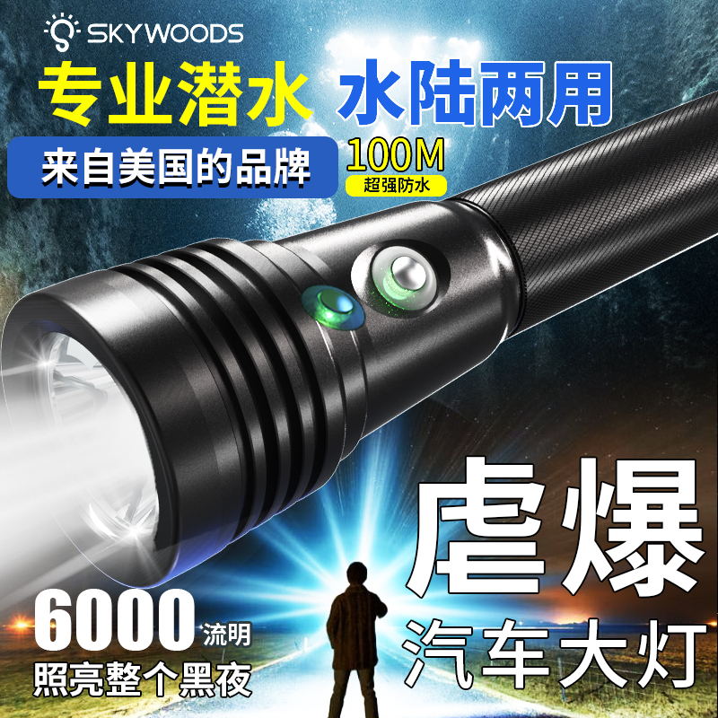 SKYWOODS D6 MAX Strong Light Diving Flash 6000 Lumens Flash Up Aluminum Alloy