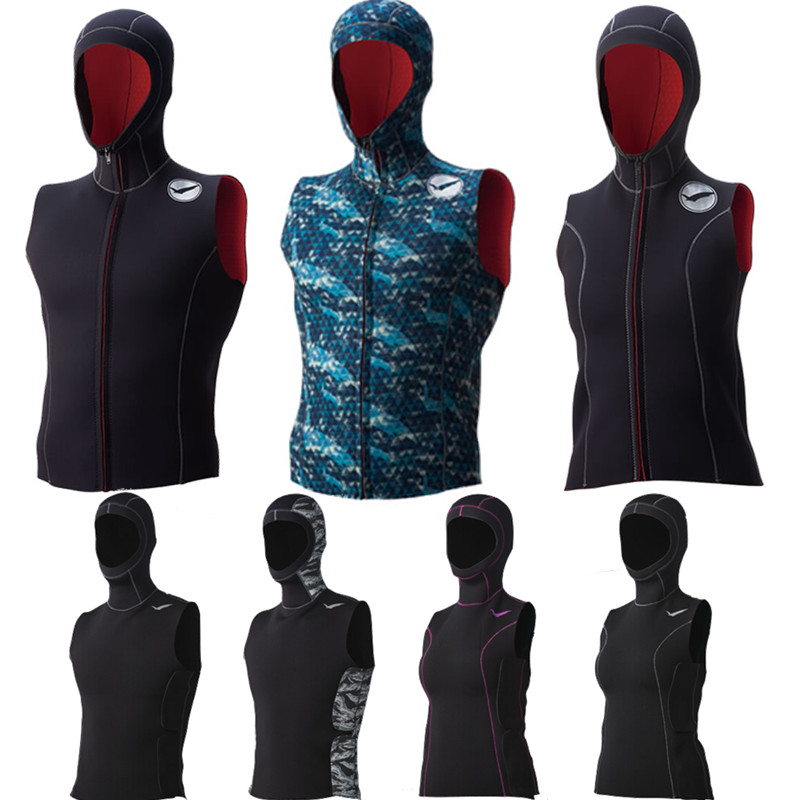 GULL SCS FIR Hood Vest3 2MM front zipper high elasticity thermal diving head cover vest