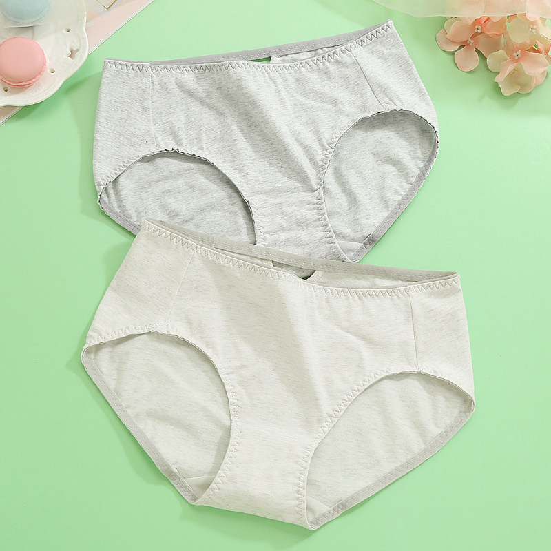 2 cotton fabric mid-waist underwear women's antibacterial girls student size full cotton cotton triangle pants