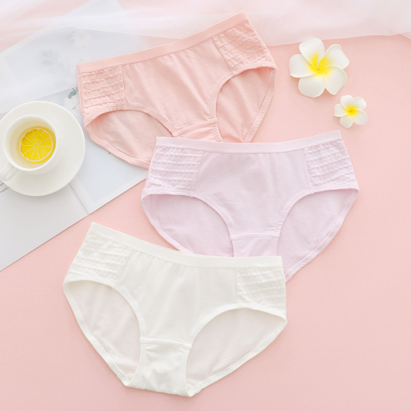 3 Peppers Peppers with middle waist pure cotton less ladies underwear full cotton quality fabric large size students Triangle safety pants