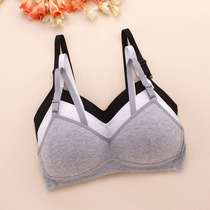 Pure cotton thin gathering girl bra running shockproof sports bra without steel ring shape High School underwear