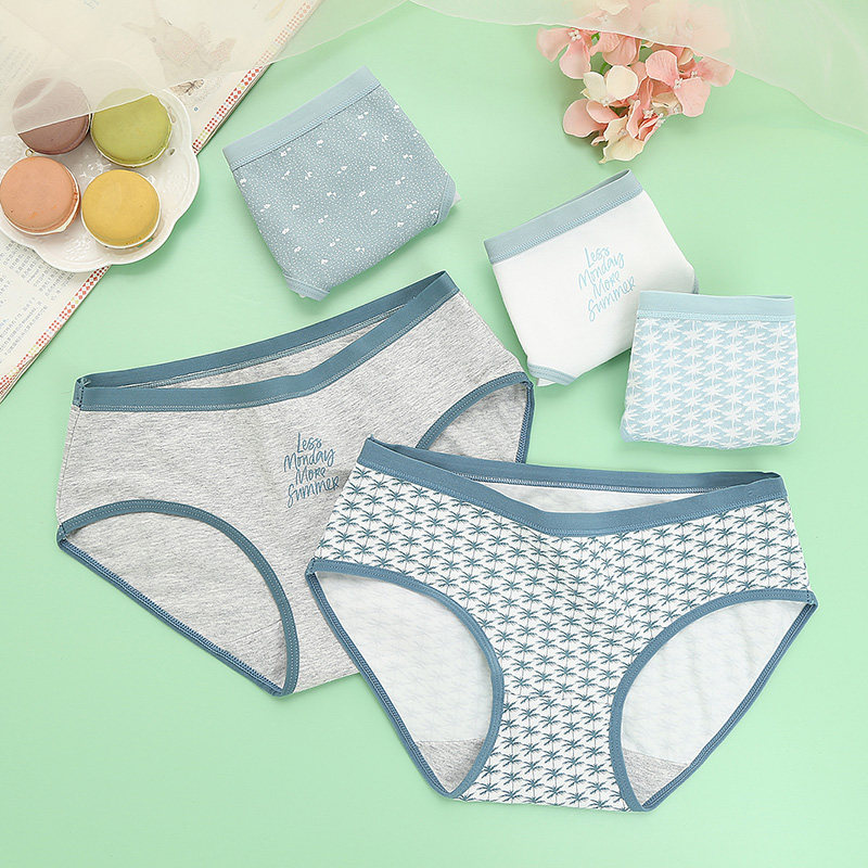 Ji Qiqi 5 combination briefs girl full cotton fabric middle waist large size safety pants student pants