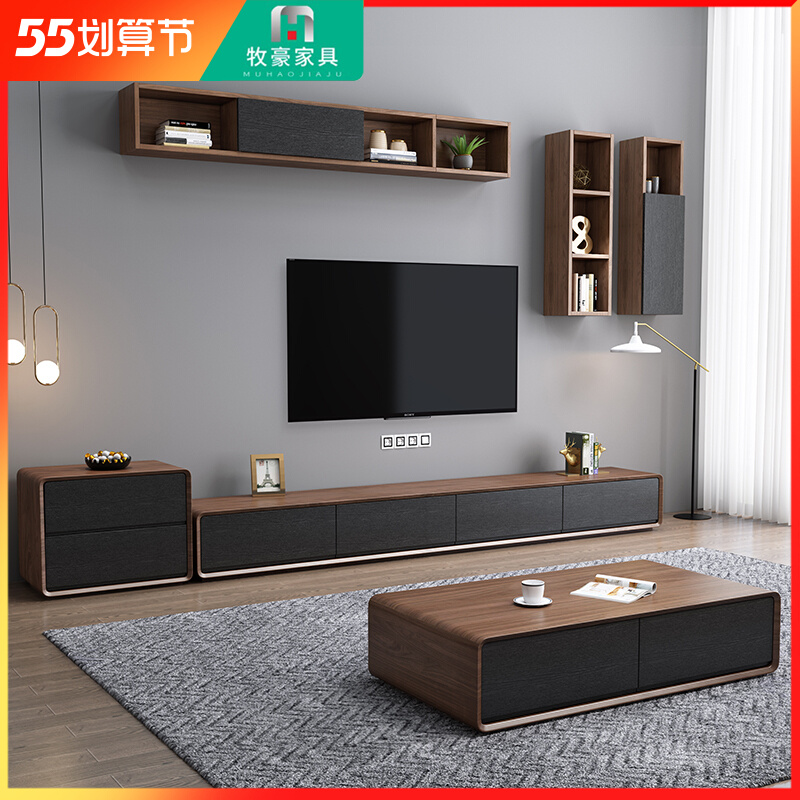 Nordic tea table TV cabinet Composition modern minimalist small family type Living room Short-room Cupboard TV Cabinet lengthened Long version
