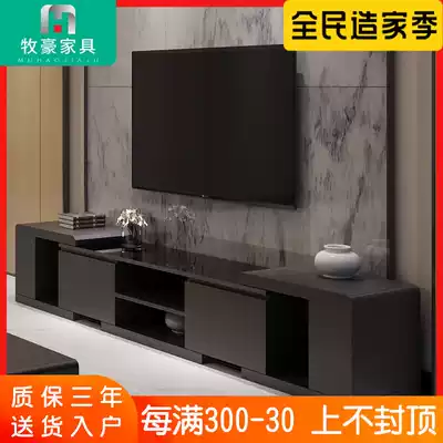 TV cabinet coffee table combination modern simple small apartment living room tempered glass storage retractable TV cabinet door Hall Cabinet