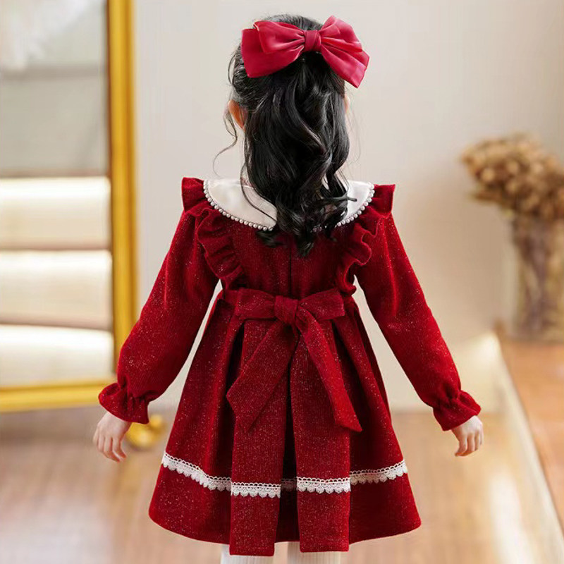 Girls dress autumn and winter children plus velvet princess dress girl