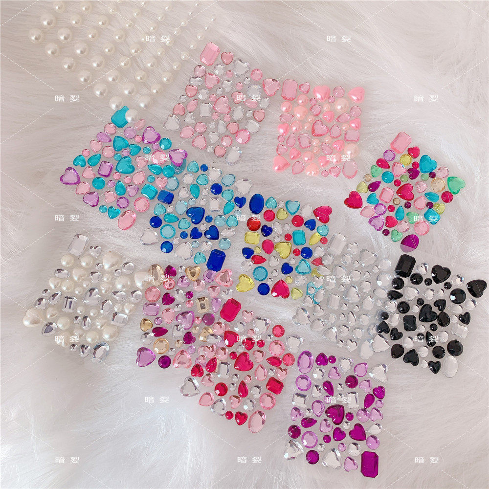 Dark Yukamoto teenage diamond sticker diy mobile phone shell decoration materials colorful gemstone sticker crystal