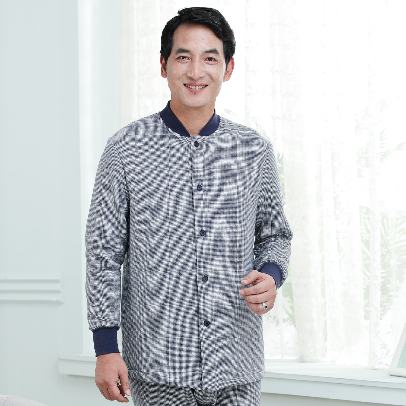 ấm mens đồ lót màu bông trung niên và người già và womens bông dày cardigan lạnh chống quần cũ người đàn ông mùa thu được thiết lập.