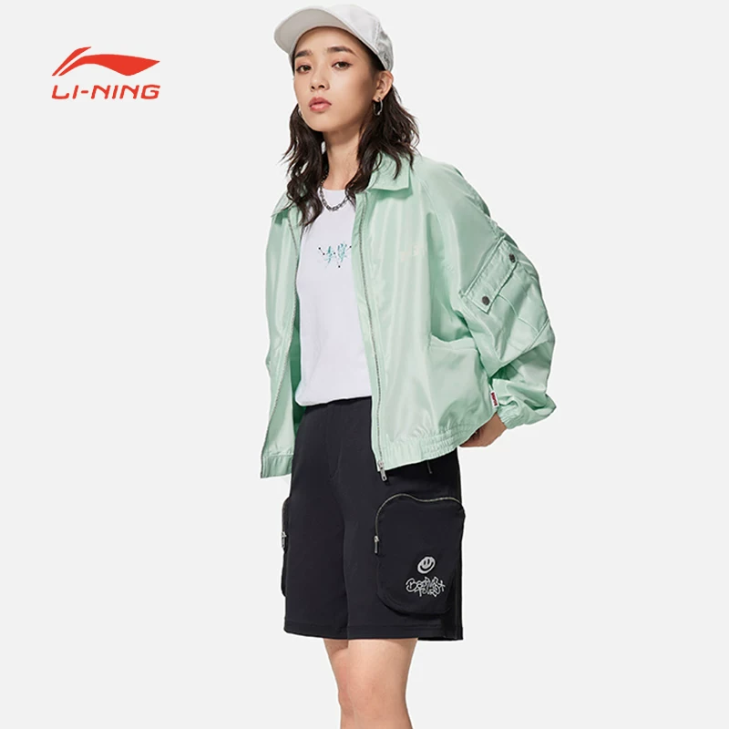 Жіная куртка Li Ning BADFIVE Женская повседневная куртка свободная надпись на футболке спортивный AFDS358-1-B