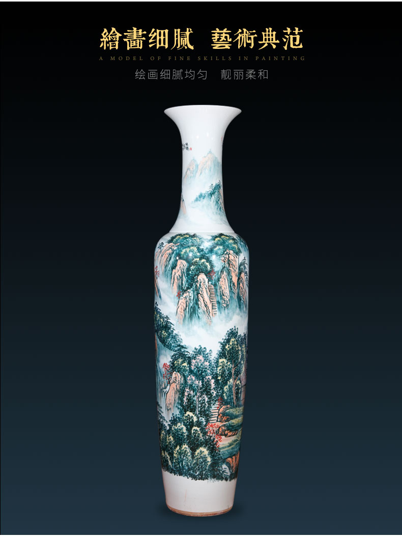 Jingdezhen ceramics hand - made Chinese landscape painting of large vase decoration to the hotel lobby villa large furnishing articles