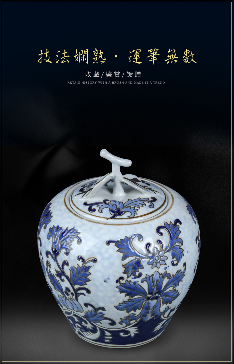 New Chinese style ceramic furnishing articles storage jar with cover of jingdezhen porcelain sitting room wine rich ancient frame decorative arts and crafts