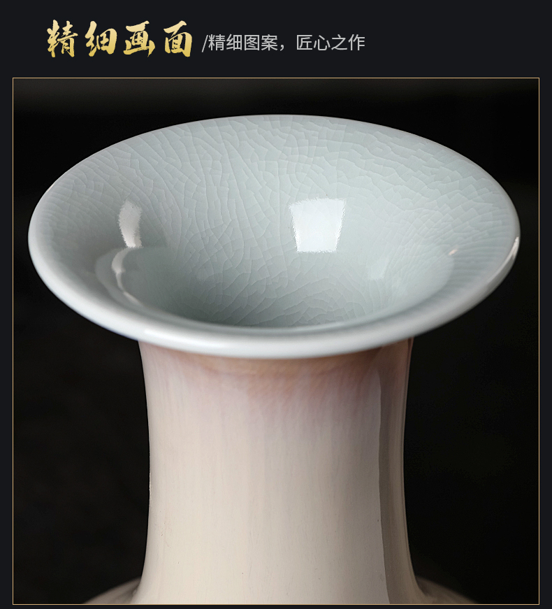 Archaize of jingdezhen ceramics up crack glaze vase furnishing articles rich ancient frame of new Chinese style household adornment sitting room