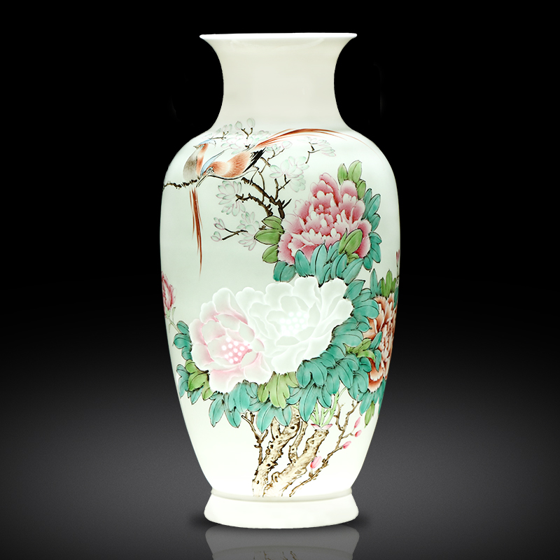 Jingdezhen ceramics master hand carved vases, flower arranging new Chinese style living room porch home furnishing articles