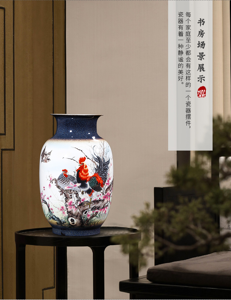 Creative jingdezhen ceramics up Zhu Wu the knorr worry - free work vase furnishing articles to send the led business