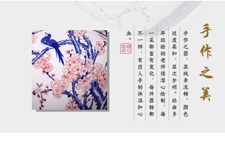 Beaming blue and white porcelain of jingdezhen ceramics hand - made vases, flower arranging new Chinese style household adornment furnishing articles sitting room