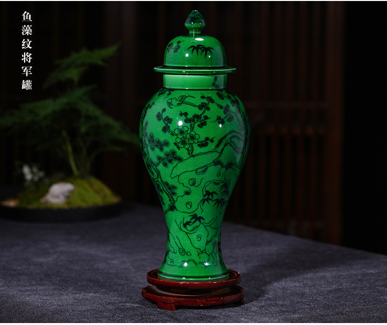 Jingdezhen ceramics green glaze antique ears blue and white porcelain vases, flower arrangement of Chinese style restoring ancient ways is the sitting room adornment is placed