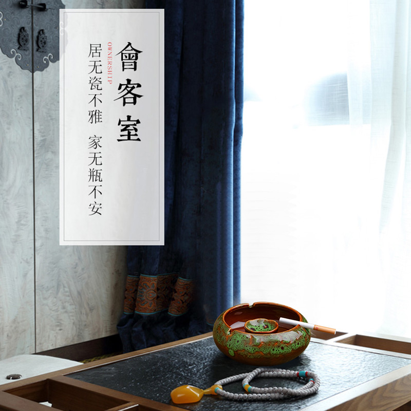 Jingdezhen ceramics ashtray creative move fashion wind restoring ancient ways large living room home office decoration