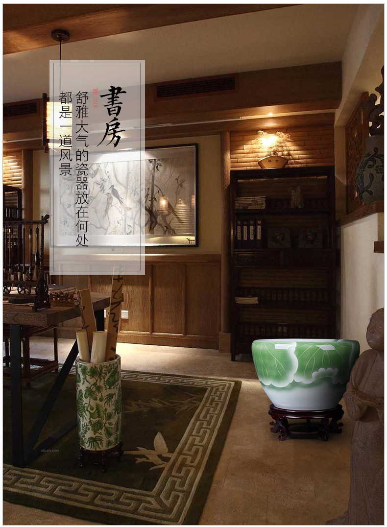 Jingdezhen ceramic landing goldfish bowl basin water lily tortoise cylinder fish bowl lotus refers to potted oversized living room