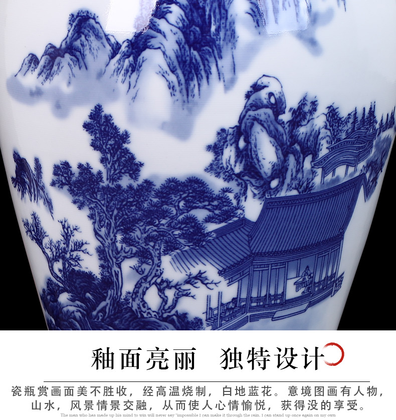 Jingdezhen ceramics antique blue and white porcelain vases, flower arrangement of new Chinese style living room TV ark, wine accessories furnishing articles