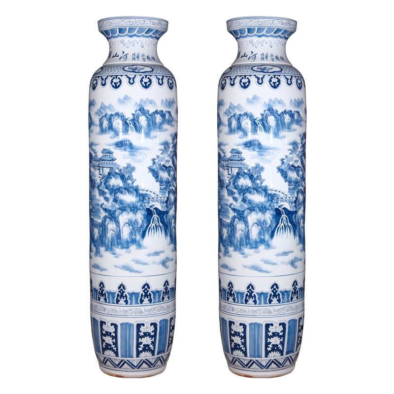 Jingdezhen ceramics hand - made of blue and white porcelain vase splendid sunvo landing big villa hotel lobby hall outside