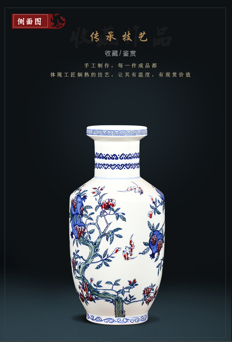 Jingdezhen ceramics hand - made live figure of blue and white porcelain vase flower arranging new Chinese archaize sitting room adornment is placed