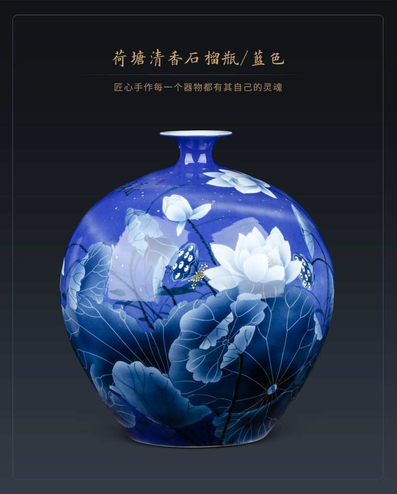Jingdezhen ceramics large hand - made flower arranging Chinese blue and white porcelain vase is placed in the sitting room porch home decoration