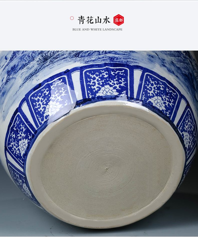 Blue and white porcelain of jingdezhen ceramics goldfish bowl is suing garden landscape ground large water lily lotus feng shui furnishing articles