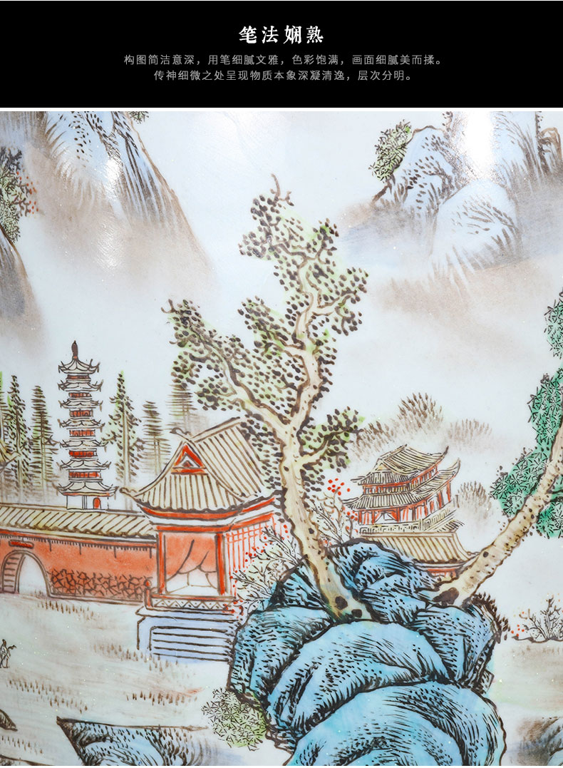 Jingdezhen ceramics hand - made pastel landscapes of large vases, Chinese style living room TV ark adornment furnishing articles
