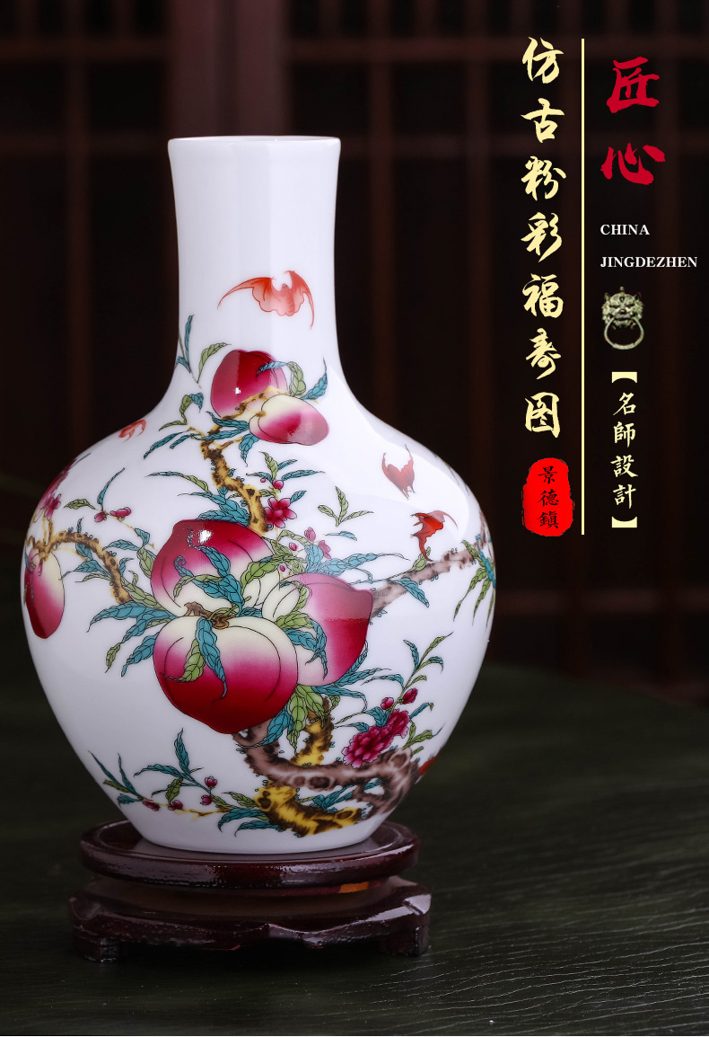 Jingdezhen ceramics live figure vase home furnishing articles flower arranging Chinese style living room TV cabinet handicraft