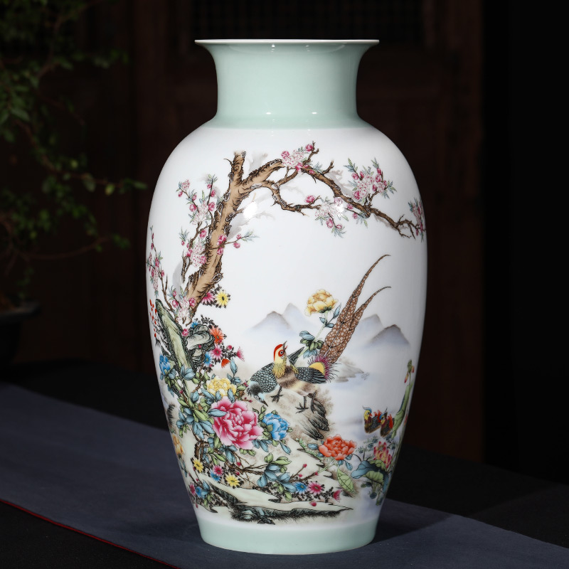 Jingdezhen ceramic vase furnishing articles sitting room flower arranging famous famille rose porcelain TV ark, of Chinese style household ornaments