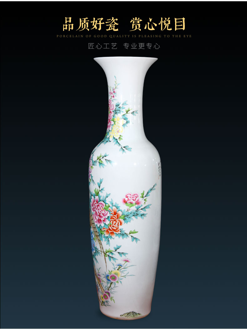 Jingdezhen ceramics hand - made pastel landing big new Chinese style living room hotel decoration porcelain vase furnishing articles