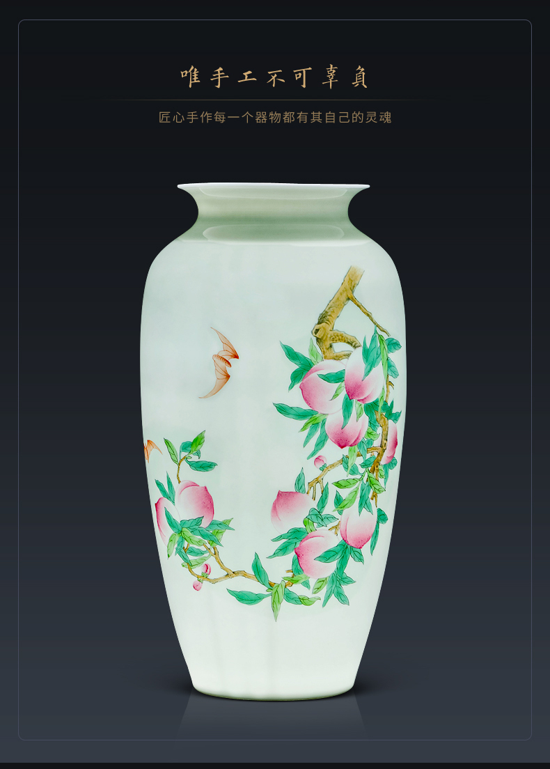 Jingdezhen ceramics hand - made thin foetus live figure powder enamel vase Chinese wine rich ancient frame sitting room adornment