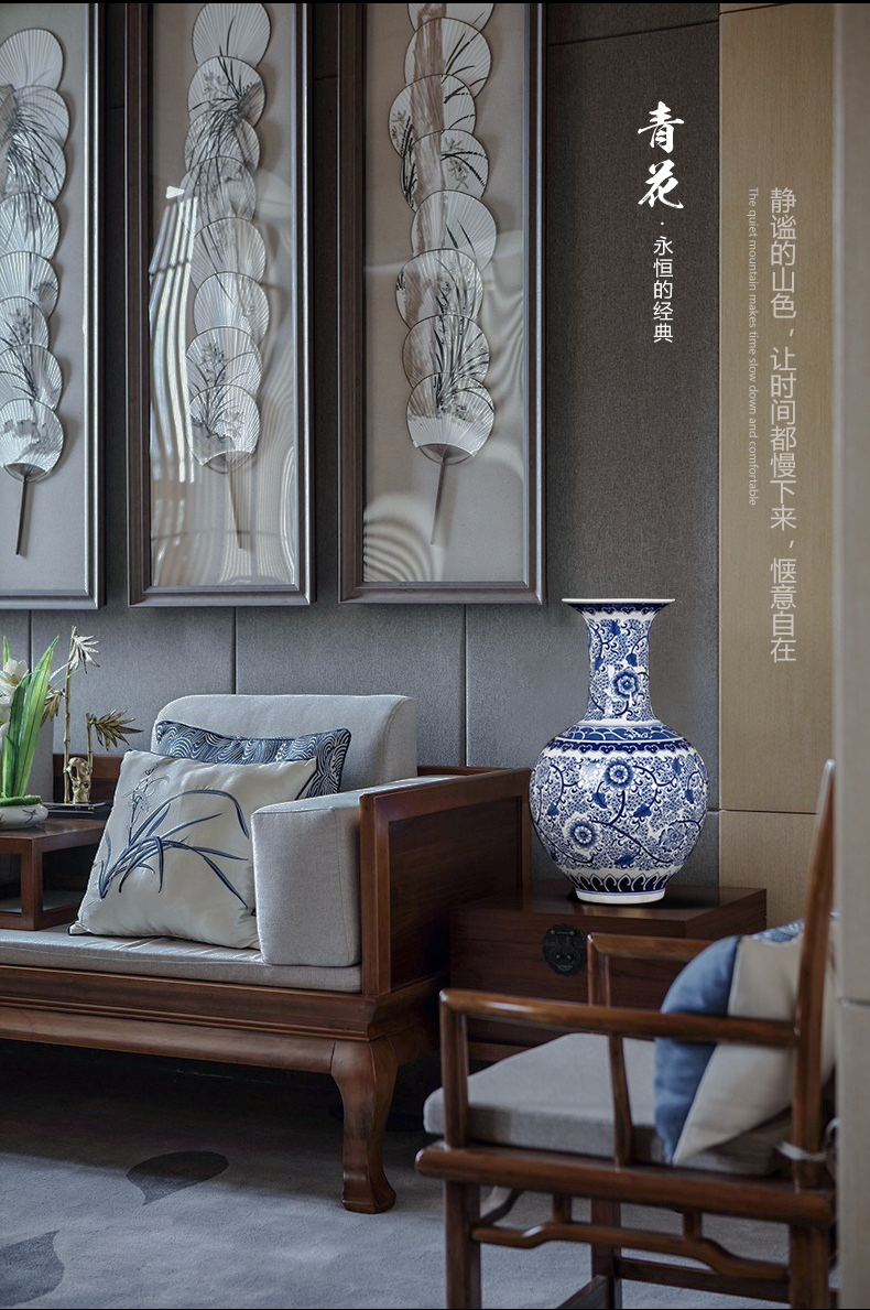 Jingdezhen ceramics archaize large blue and white porcelain vase be born Chinese style household furnishing articles, the sitting room porch decoration