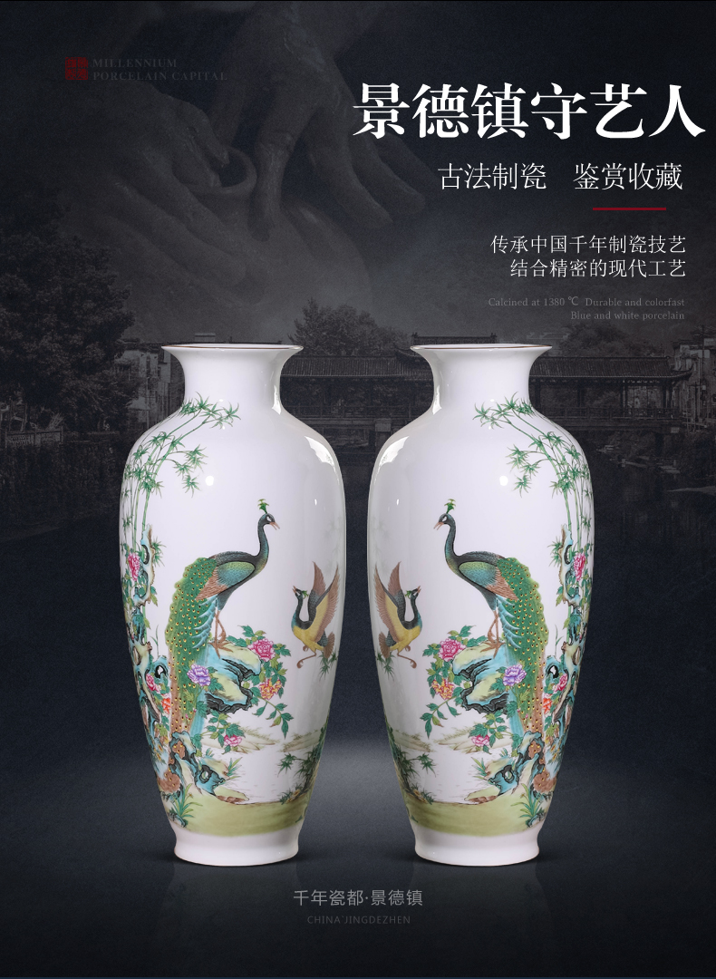 Jingdezhen ceramics vase furnishing articles of new Chinese style household adornment wine porch flower arranging handicraft sitting room