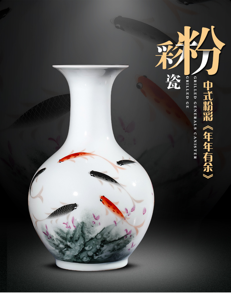 Jingdezhen ceramics vase furnishing articles sitting room flower arranging famous hand - made pastel TV ark, of Chinese style household ornaments