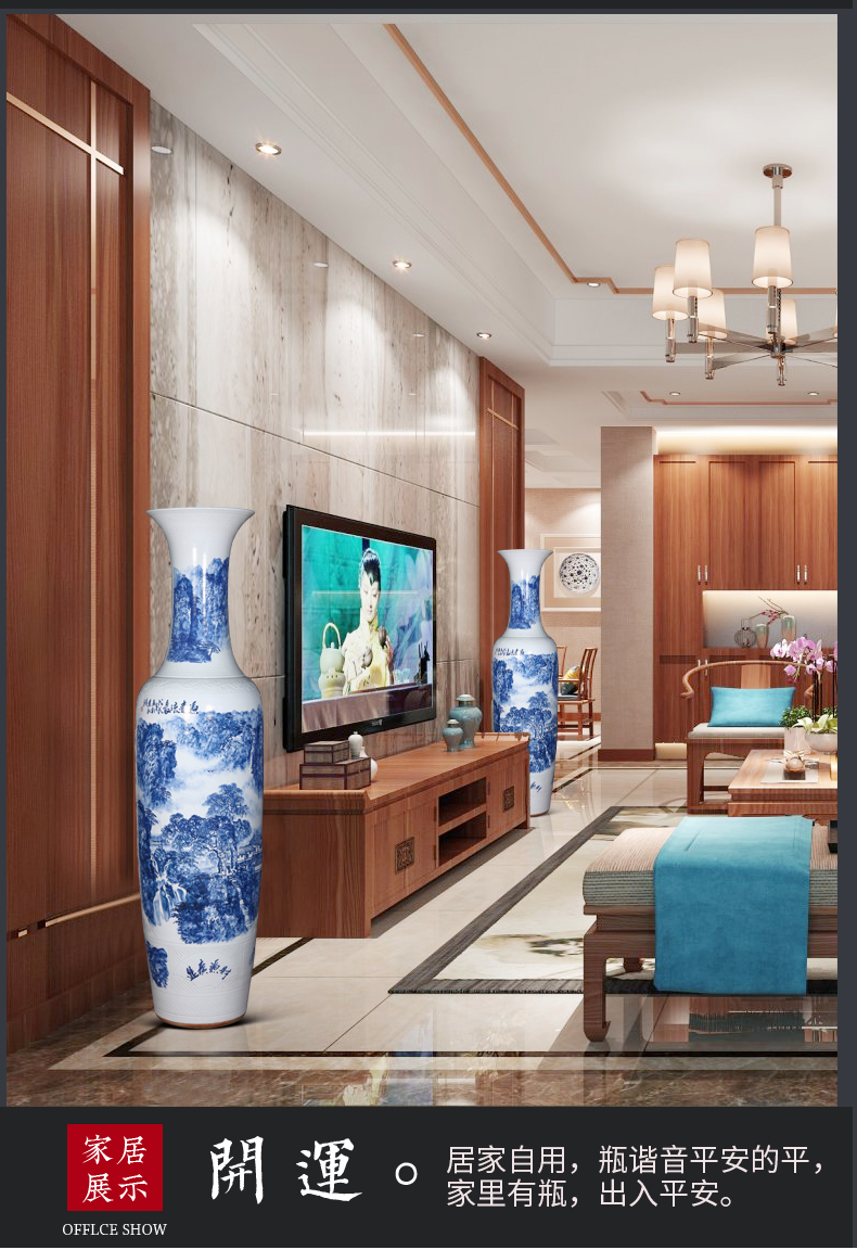 Jingdezhen ceramic hand - made porcelain of large vases, new Chinese style villa hotel furnishing articles to heavy large living room