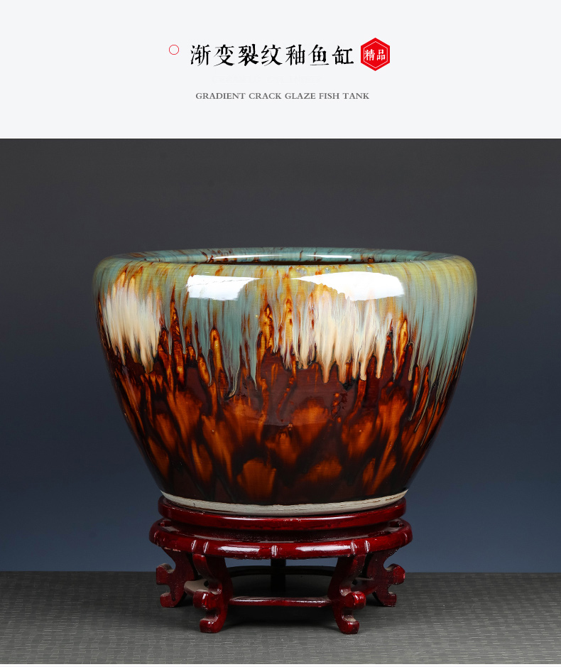 Jingdezhen ceramic goldfish bowl restoring ancient ways is oversized furnishing articles turtle cylinder sitting room balcony bowl lotus lotus lotus basin